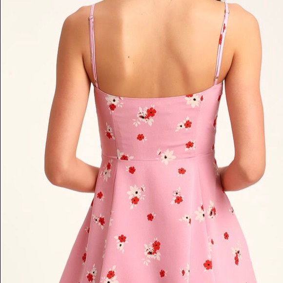 Blithe Pink Floral Print Skater Dress - Picture 2 of 3